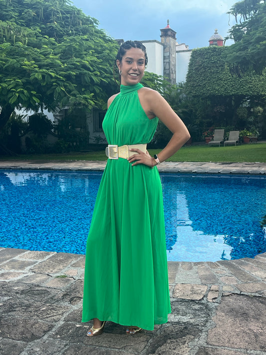 Jumpsuit halter con moño en cuello