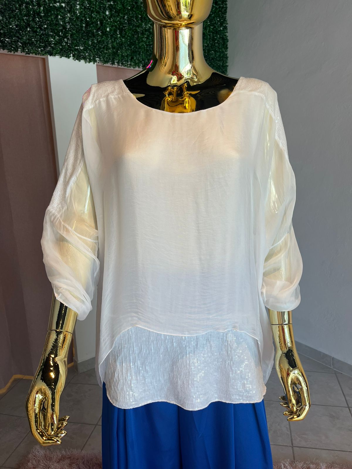 Blusa Seda Italiana con Lentejuelilla