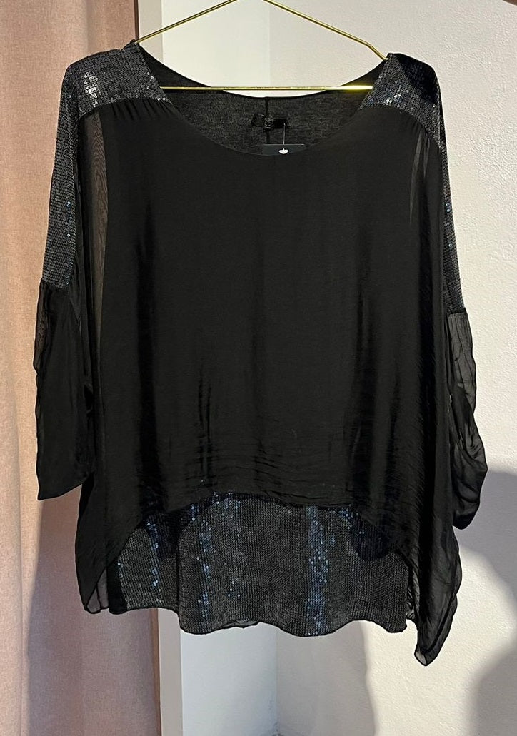 Blusa Seda Italiana con Lentejuelilla